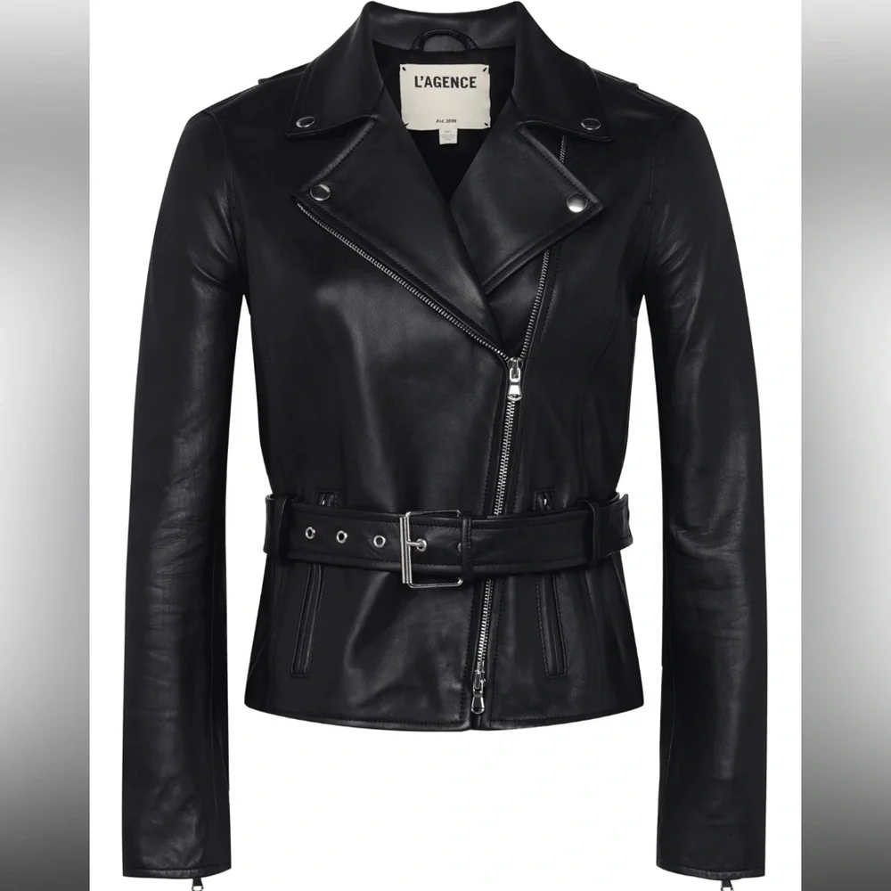 NWT L'Agence Teo Belted Leather Leather Jacket - Picture 1 of 3